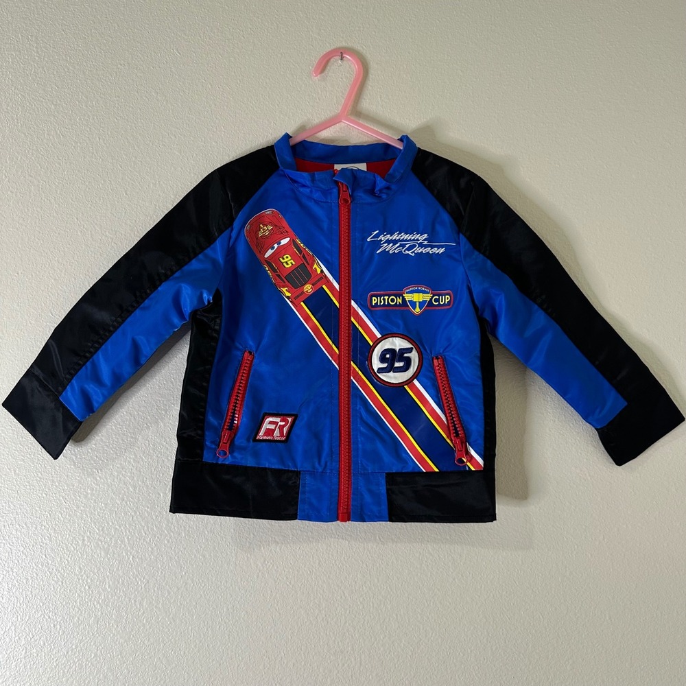 Disney Cars Lightning McQueen Piston Cup Kids Size 2 Jacket Blue Red